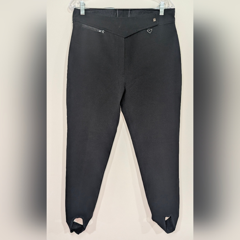Obermeyer Vintage Women's 14 Black Wool Blend Retro Ski Stretch Stirrup Pants